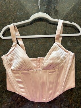 Women's Satin Bustier Crop Top - Blush Pink